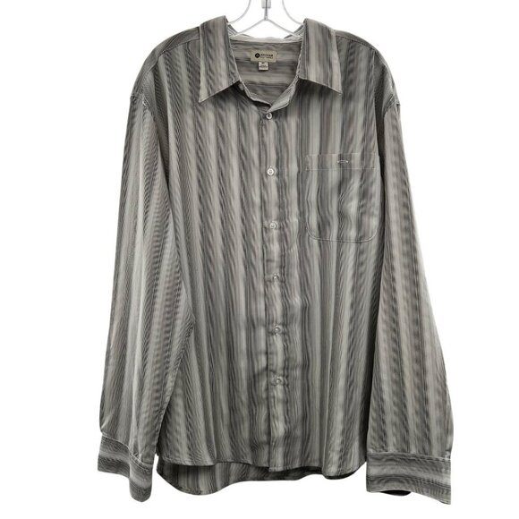 Haggar Men's Striped Button Up Dress Shirt Gray/White Size 2X - Picture 1 of 9